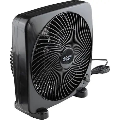Comfort Zone Box Fan 9 inch Portable Electric Quiet 3 Speed Small Box Fan Desk Fan Table Fan - Fans