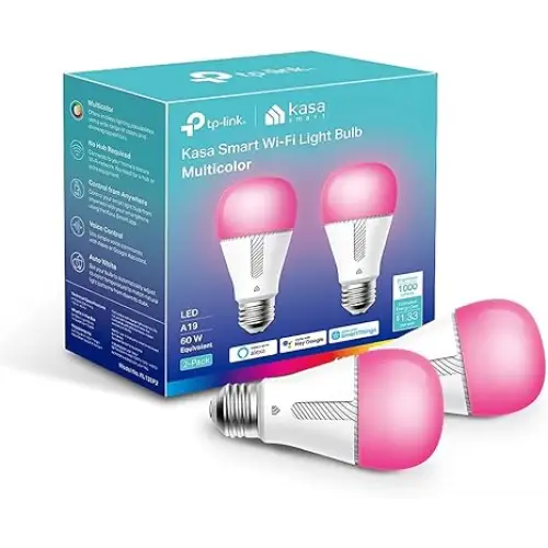 Kasa Smart Bulb 1000 Lumens Full Color Changing Dimmable Smart Wi-Fi Light Bulb 2-Pack