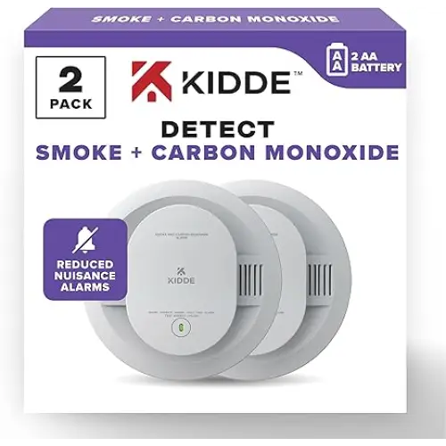 Kidde Smoke & Carbon Monoxide Detector AA Battery Powered LED Warning Light Indicators 900-CUDR 2 Pack