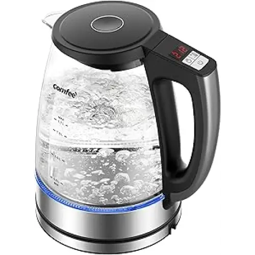 Comfee 1.7L Glass Electric Tea Kettle - Electric Tea Pots and Water Boilers