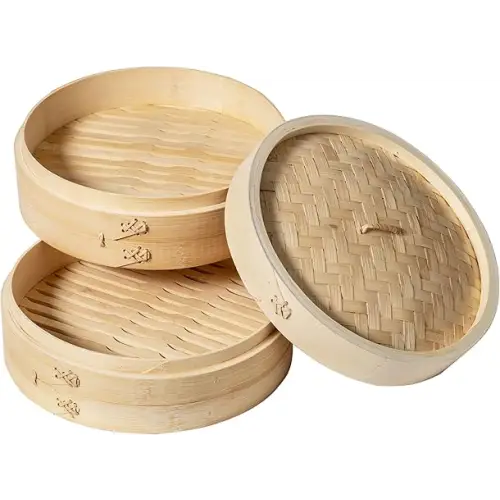 Joyce Chen 2-Tier Bamboo Steamer Baskets 10-Inch - Food Steamers