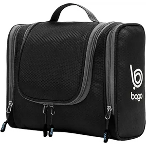 bago Travel Toiletry Bag for Women and Men - Large Waterproof Hanging Large Toiletry Bag for Bathroom and Travel Bag for Toiletries Organizer -Travel Makeup Bag (Black)