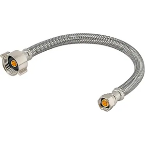 Eastman 9 Inch Flexible Toilet Connector, 7/8 Inch Ballcock x 3/8 Inch Compression, Stainless Steel Braided Hose, 48087