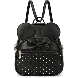 KL928 Girls Mini Backpack Bowtie Polka Dot Cute Daypacks Convertible Shoulder Bag Purse