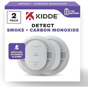 Kidde Smoke & Carbon Monoxide Detector, AA Battery Powered, LED Warning Light Indicators 900-CUDR 2 Pack