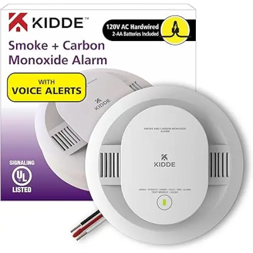 Kidde 900 CUAR Hardwired Smoke & Carbon Monoxide Detector AA Battery Backup Voice Alerts Interconnectable LED Warning