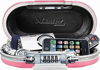 Master Lock Pink Portable Small Lock Box, Set Your Own Lock Combination