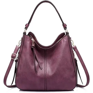 Realer Handbags for Women Large Designer Ladies Hobo Bag Bucket Purse Faux Leather, Wine-Gold Hardware