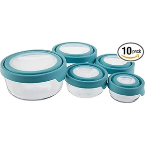 Anchor Hocking TrueSeal 10-piece Glass Food Storage Containers with Airtight Lids, Mineral Blue