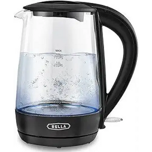 BELLA 1.7 Liter Glass Electric Kettle, Quickly Boil 7 Cups of Water in 6-7 Minutes