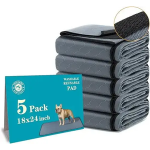 Bunlitent Washable Pee Pads for Dogs 5 Pack, 18x24, Reusable Puppy Pads