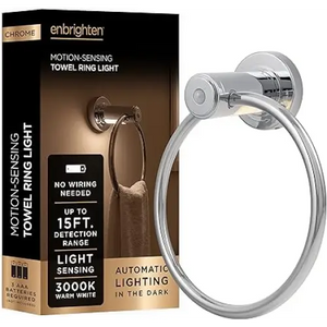 Enbrighten Towel Ring, Motion Sensing, Night Light, Battery Operated, Hand Towel Holder