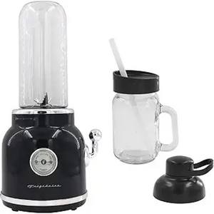FRIGIDAIRE ESMM100-BLACK Retro Smoothie Maker Personal Blender with Mason Jar