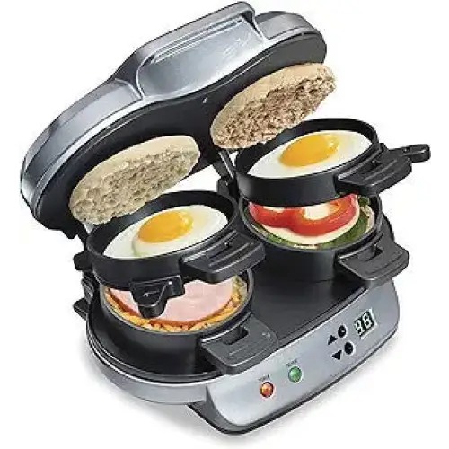 Hamilton Beach Dual Breakfast Sandwich Maker with Timer - Cooking Appliances