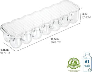 iDesign Plastic Egg Holder for Refrigerator with Handle and Lid